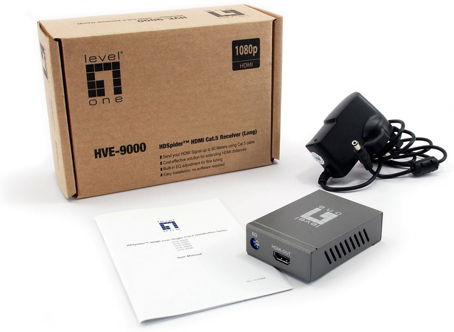 LevelOne HVE-9000 Cat5 Audio/Video Transmitter HDM