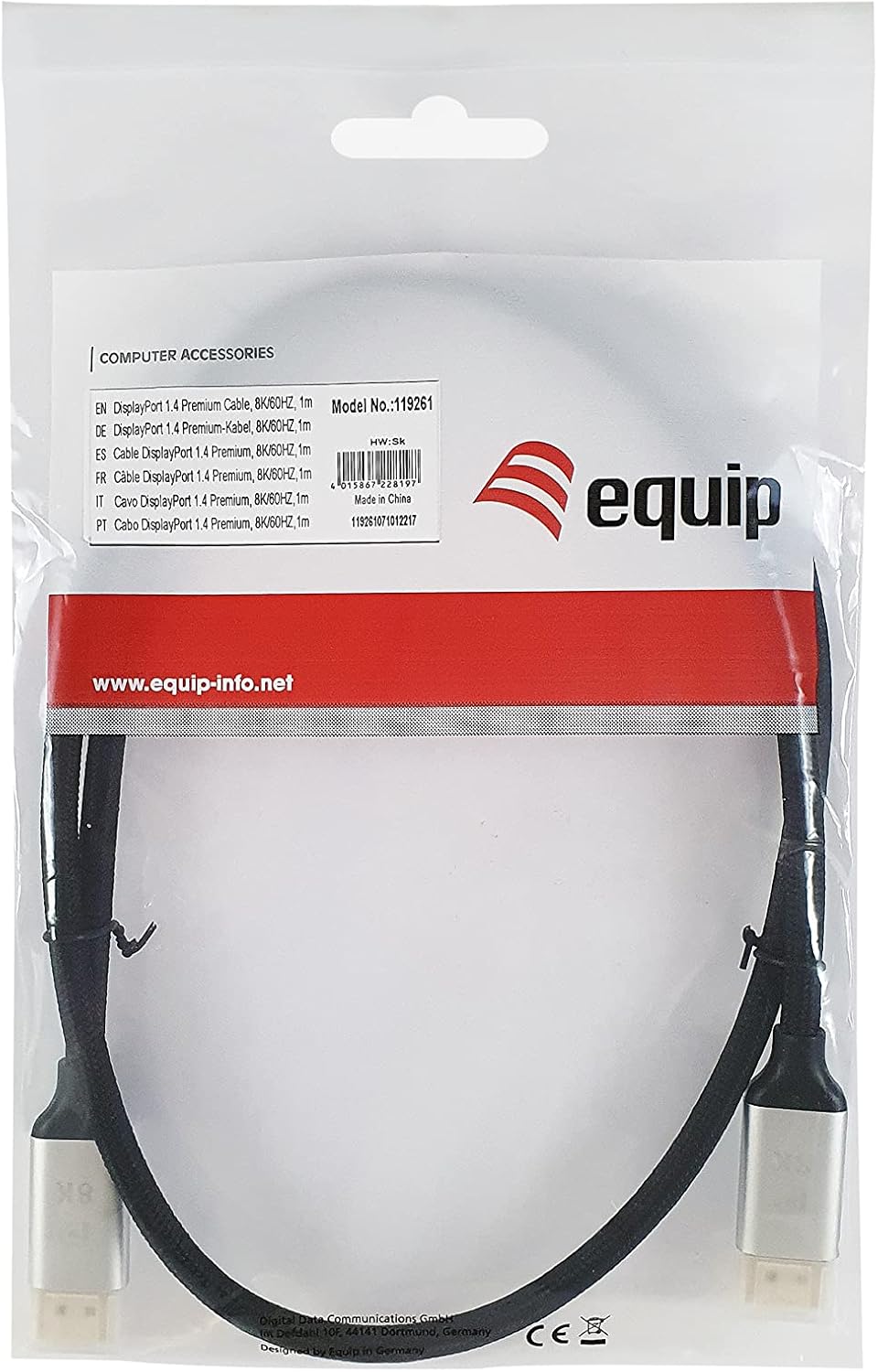 Equip 119265 DisplayPort 1.4 Cable 5 m Aluminium Black