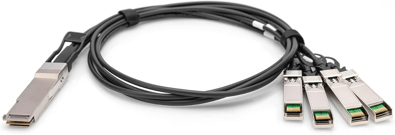Digitus Universal 40 Gbit/s QSFP+ to 4x SFP+ 10 Gbit/s DAC Breakout Cable - 1 m - 10 Gbit/s per channel - Network Cable - Direct Attach Cable - Direct Attach Copper