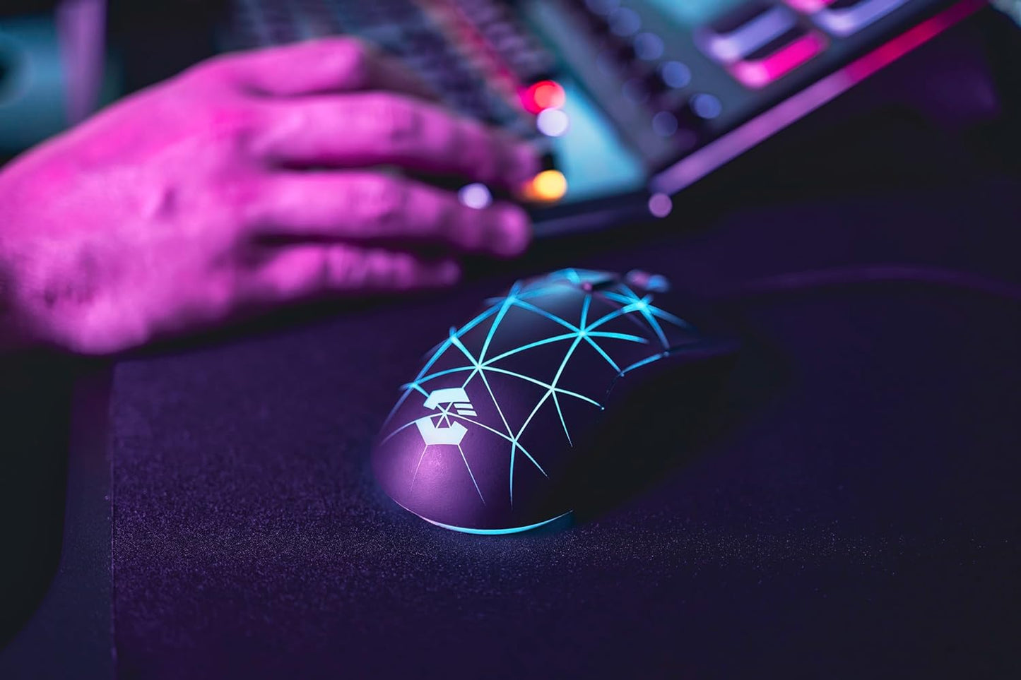 Speedlink CORAX Gaming Mouse with cable, multi-colour LED lighting, USB connection, 5 programmable buttons PC mouse wired, DPI switch up to 3,200 dpi, sheathed cable, black