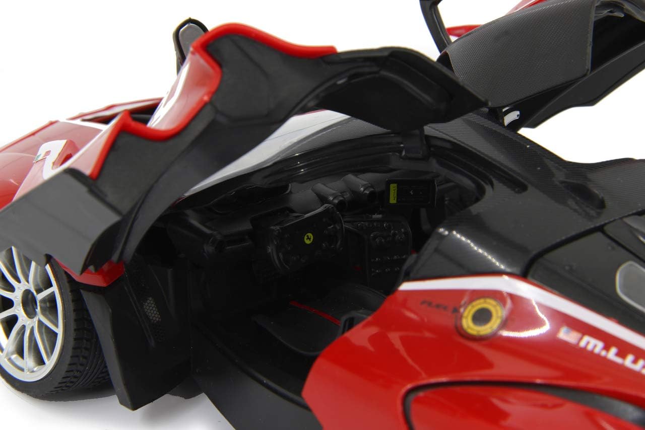 JAMARA 403115, red Ferrari FXX K EVO 1:18 2.4 GHz – RC Radio kit, 9 km/h, Parts are plugged in, no Tools or Gluing Necessary, Detailed Interior, Doors can be Opened manually