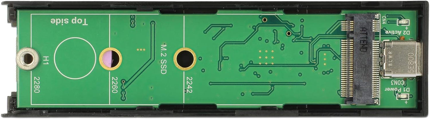 Delock Externes Gehäuse M.2 SSD 42/60/80 mm > SuperSpeed USB 10 Gbps (USB 3.1 Gen 2) USB Type-C Buchse werkzeugfrei