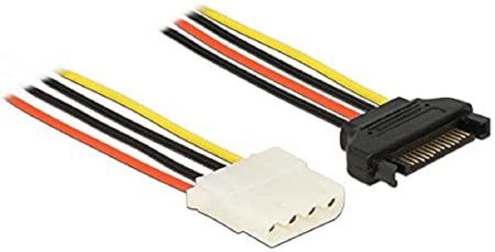 DeLock Stromkabel SATA 15 Pin Buchse > 4 Pin Buchse 20 cm, Black, Red, White, Yellow