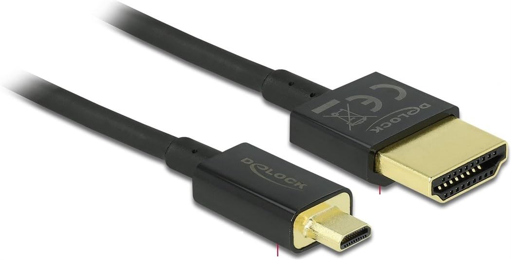 DeLock, premium high-speed HDMI cable with Ethernet, HDMI-A to HDMI Micro-D jack, 3D and 4K, 1.5 m, slim premium