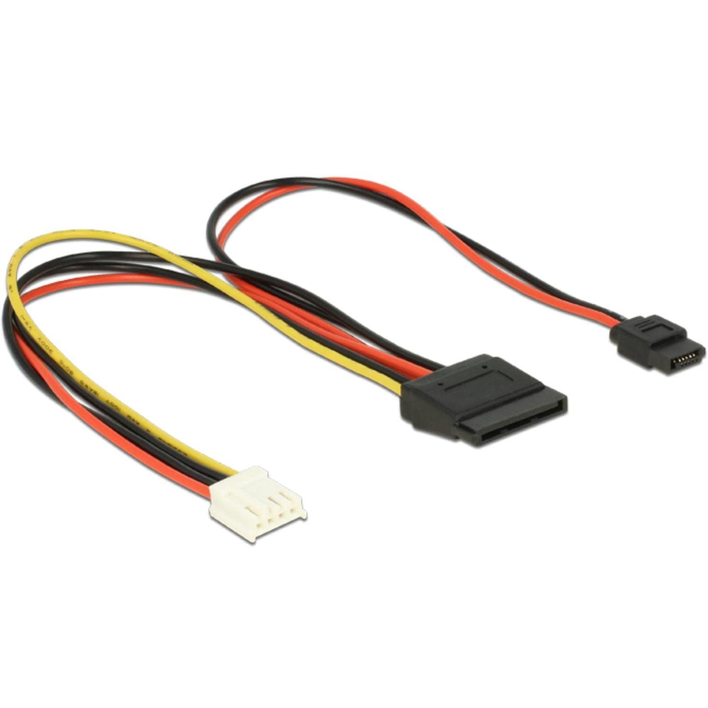 DeLock Kabel Power Floppy 4 Pin Strom Buchse > SATA 15 Pin Buchse (5 V + 12 V) + Slim SATA 6 Pin Buchse (5 V) 24 cm