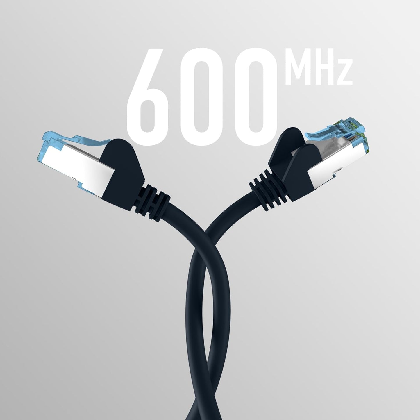 EFB-Elektronik - CAT. 7 Netzwerkkabel bis zu 10 Gbit - 30 m LAN Kabel Ethernet Kabel Patchkabel mit Klinken-/Knickschutz - RJ45 Anschluss, S/FTP PIMF Schirmung - Schwarz Schwarz 30 m