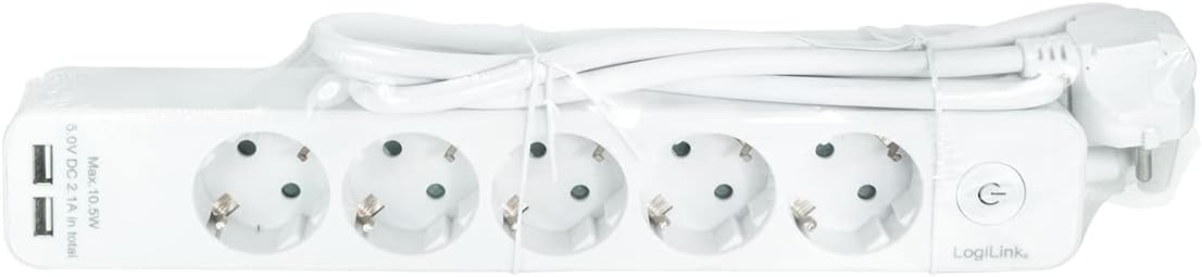 `LogiLink Steckdosenleiste 5-fach, 1,5m 2xUSB 5V/2,`