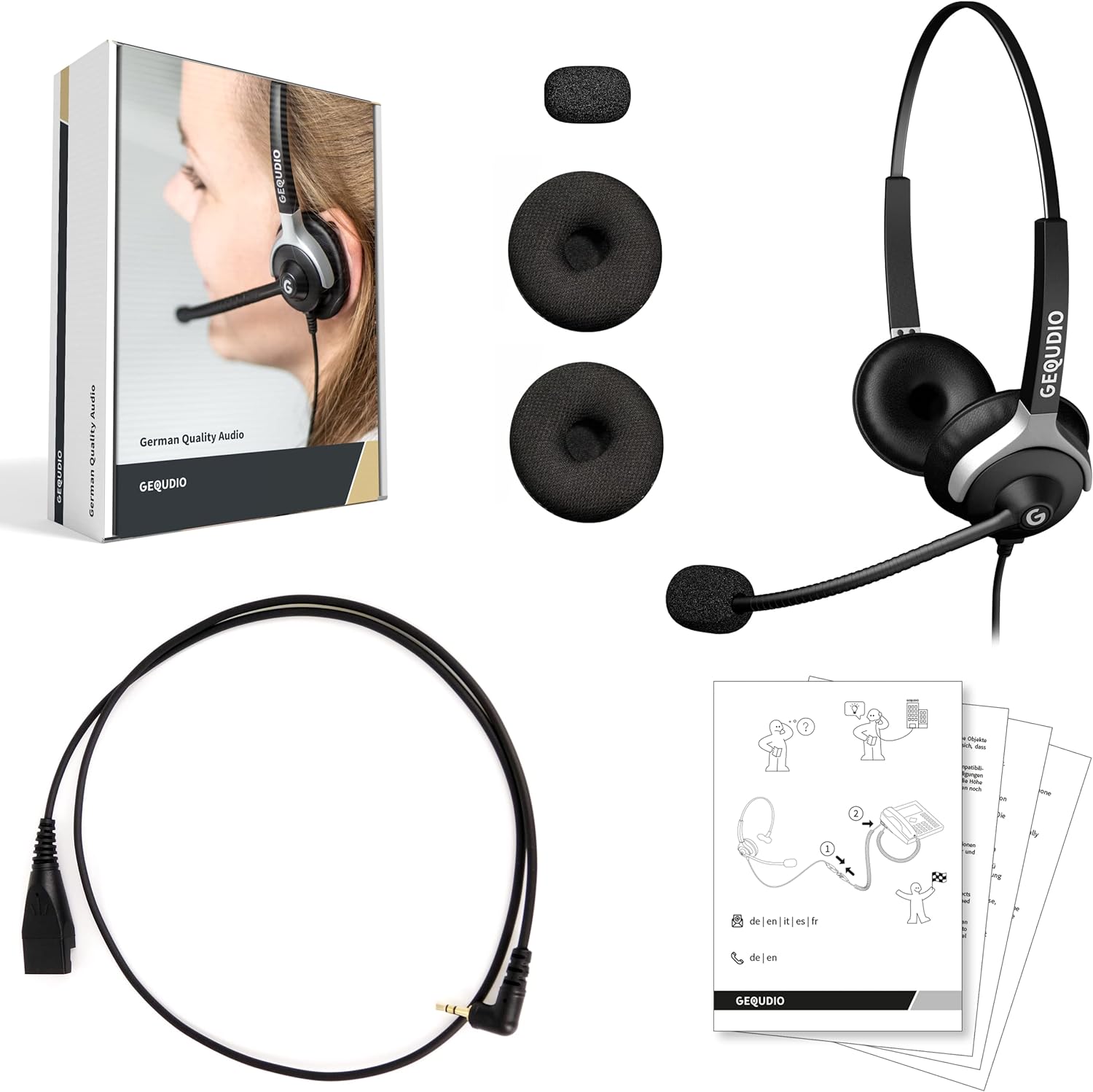 GEQUDIO Headset 2-Ohr mit 2.5mm Klinke