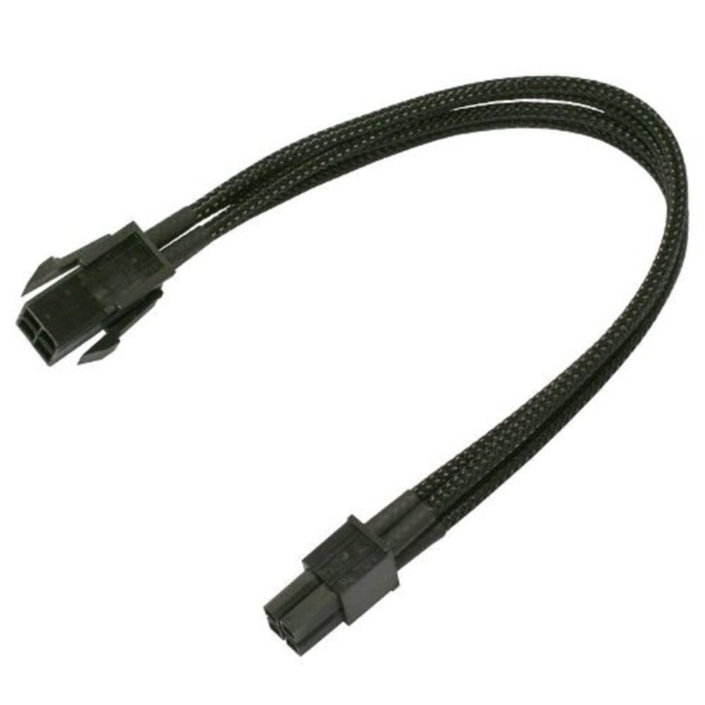 Nanoxia 900100019 4-Pin P4 Verlängerungskabel, 30 cm, Schwarzer Einzelsleeve