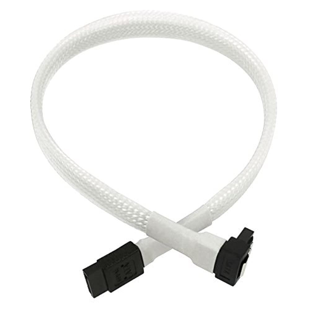 Nanoxia 900400031 SATA 3.0 Anschlusskabel, Abgewinkelter Stecker, Sicherheitslasche, 45 cm, Weißer Sleeve
