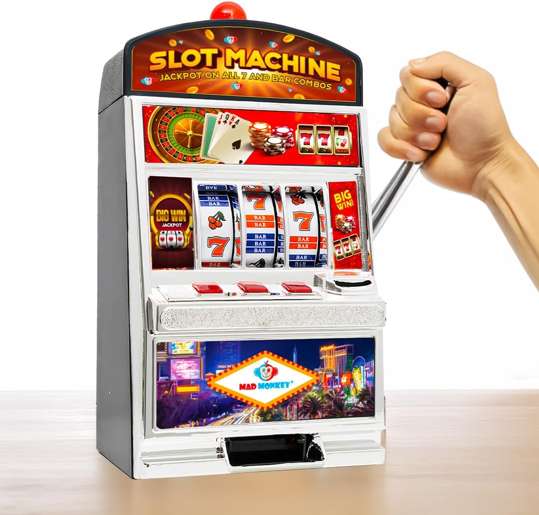 Mad Monkey Slot Machine XL - Art Deco Design, Black, Unisex-Adult