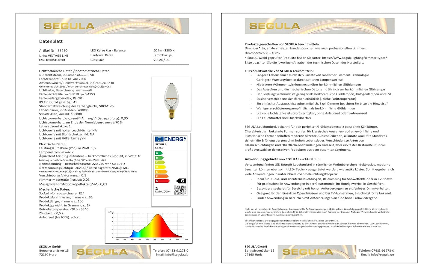 Segula LED Kerze Balance klar E14 1,5W 90Lm 2200K