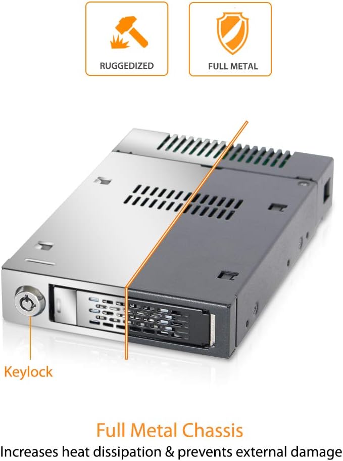 ICY DOCK U.2 / U.3 NVMe PCIe 4.0 SSD Wechselrahmen (bis 15mm SSD-Höhe) - Vollmetall - ToughArmor MB601VK-1B Wechselrahmen mit U.2 / U.3 Tray