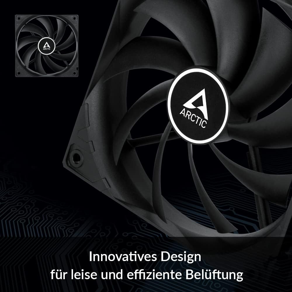 ARCTIC F12 (5 Pack) - 120 mm Standard Case Fan, Low Noise, quiet motor, Computer, Fan Speed: 1350 RPM - Black