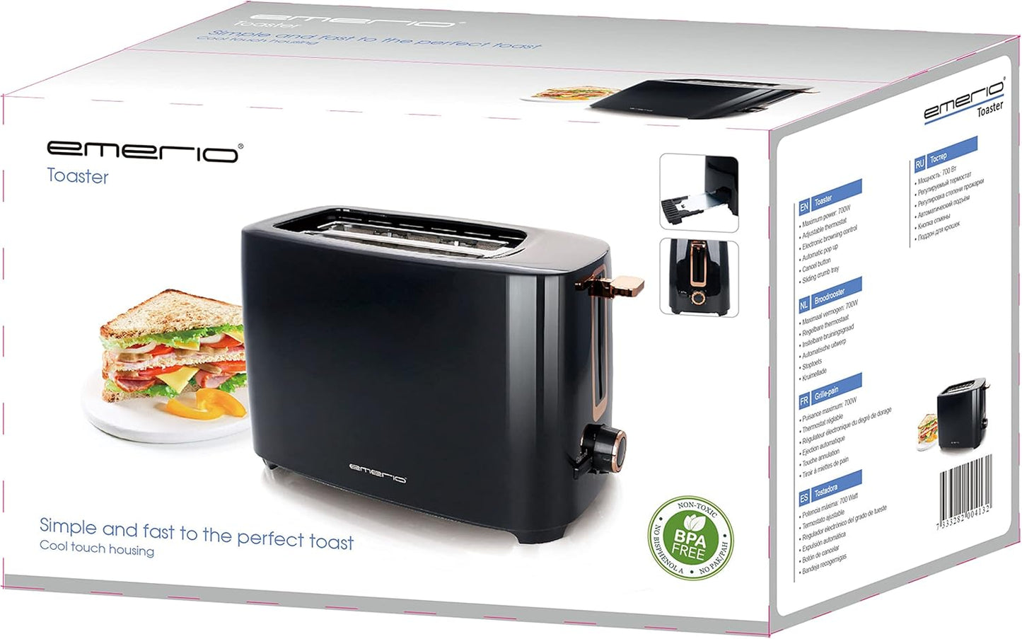 `Emerio Toaster 2 Scheiben, schwarz, Thermostat`