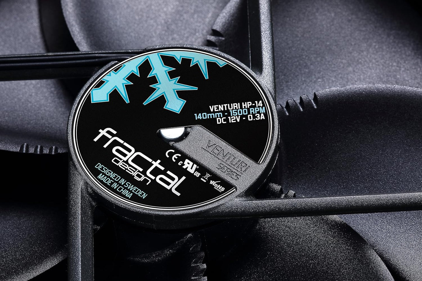 Fractal Design Venturi HP-14 PWM Computer case Fan - Computer Kühlkomponenten (Computergehäuse, Ventilator, Schwarz, Grau) Black HP 140mm