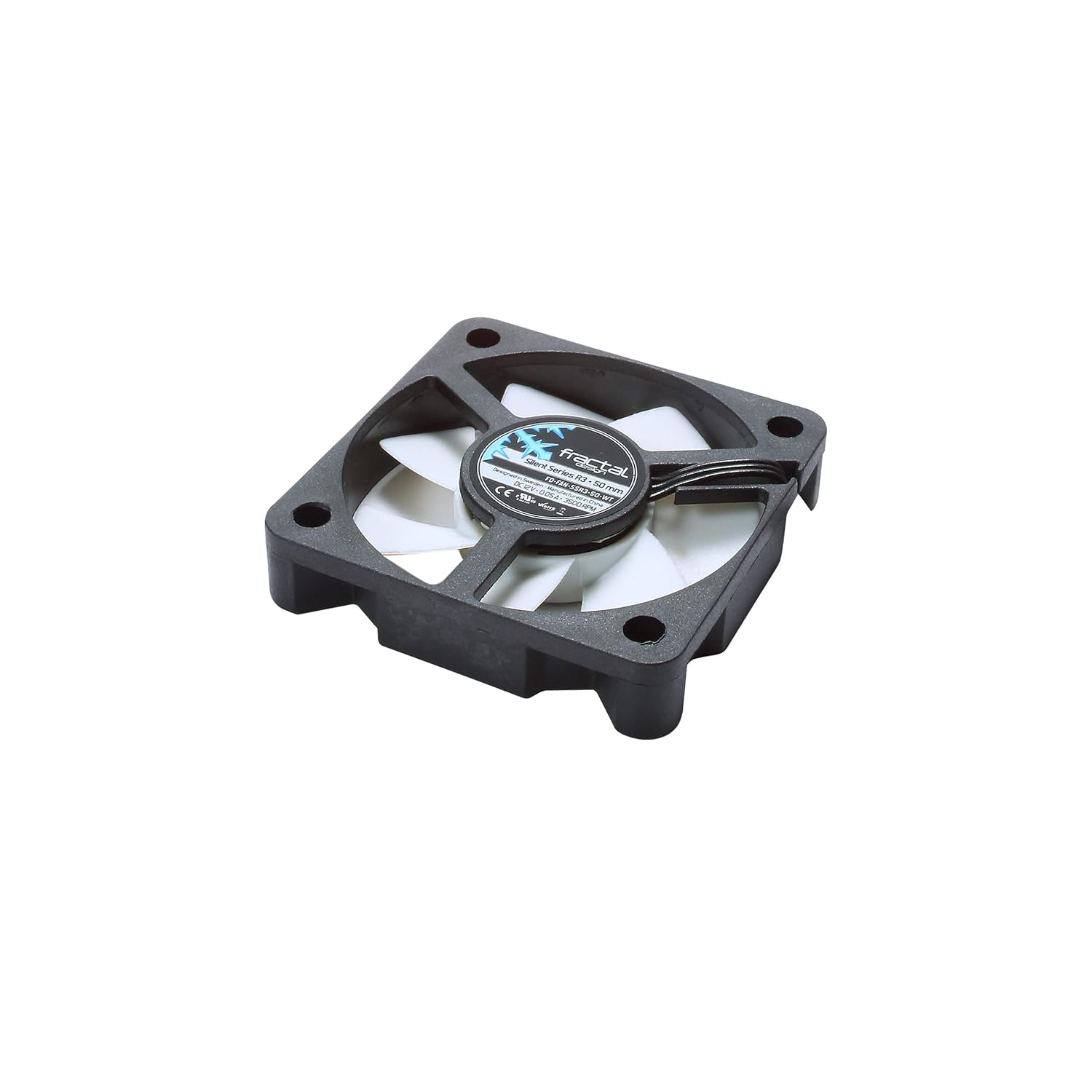 Fractal Design Silent Series R3 White - Silent computer fan - Optimized for quiet operation - 50 mm - Rotational speed 3500 RPM - Black ribbon cable - Rifle bearings - 12v - Black/White (Single)