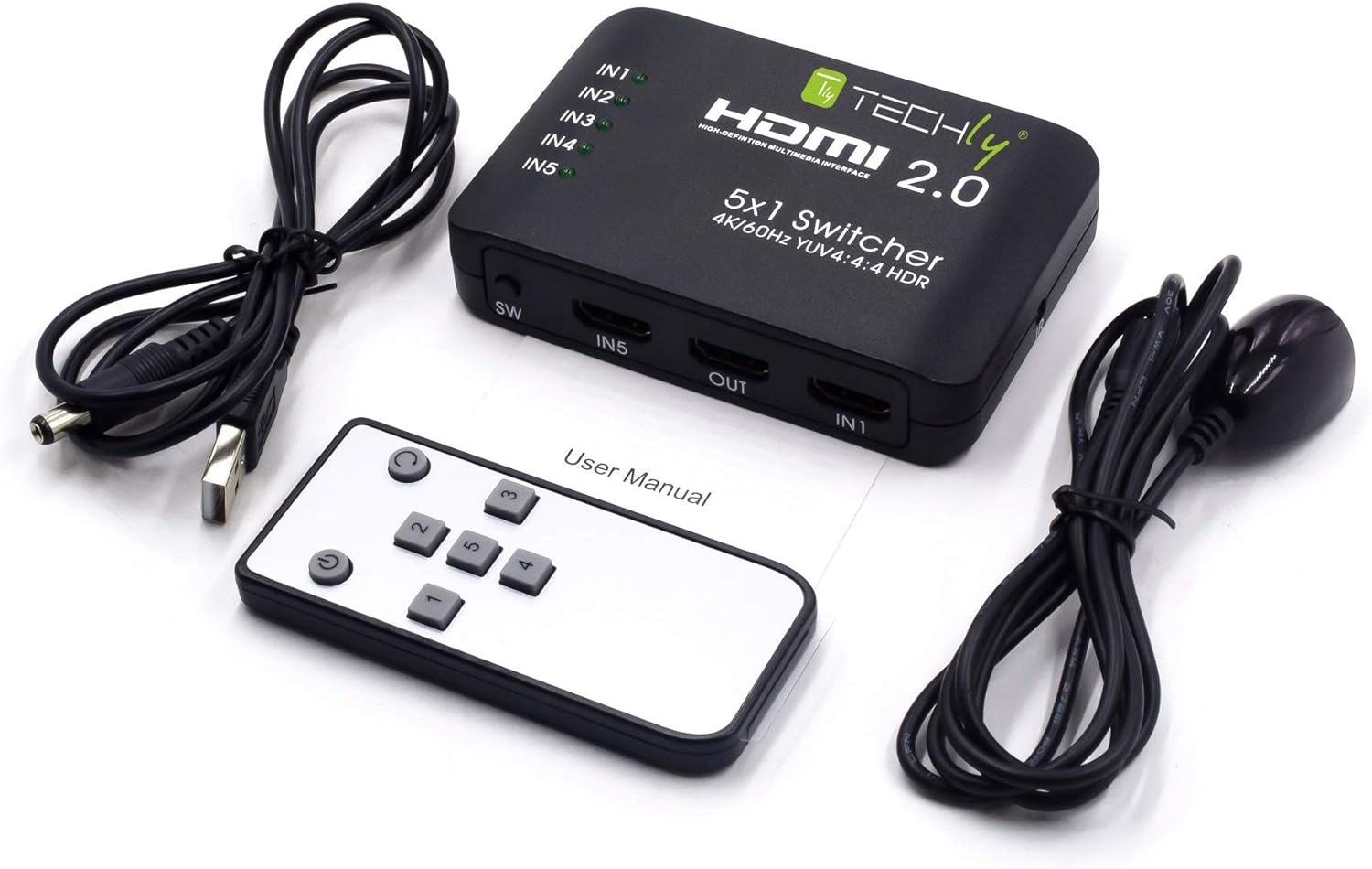 Cavetteria Audio/Video Techly Switch HDMI 2.0 5 Vie 4K @ 60Hz YUV4:4:4 HDR