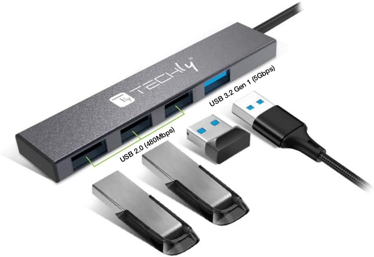 Techly Hub USB 4 p.-1p.USB3.2 3p.USB2.0