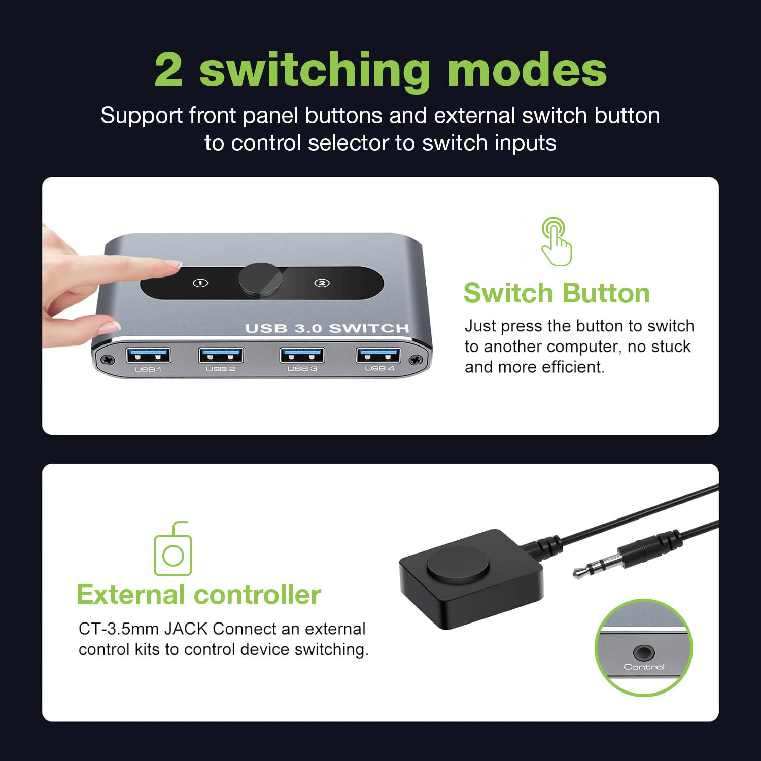 TECHLY 367980 USB 3.0 KVM Switch for 2 PC in 4 Out Silver