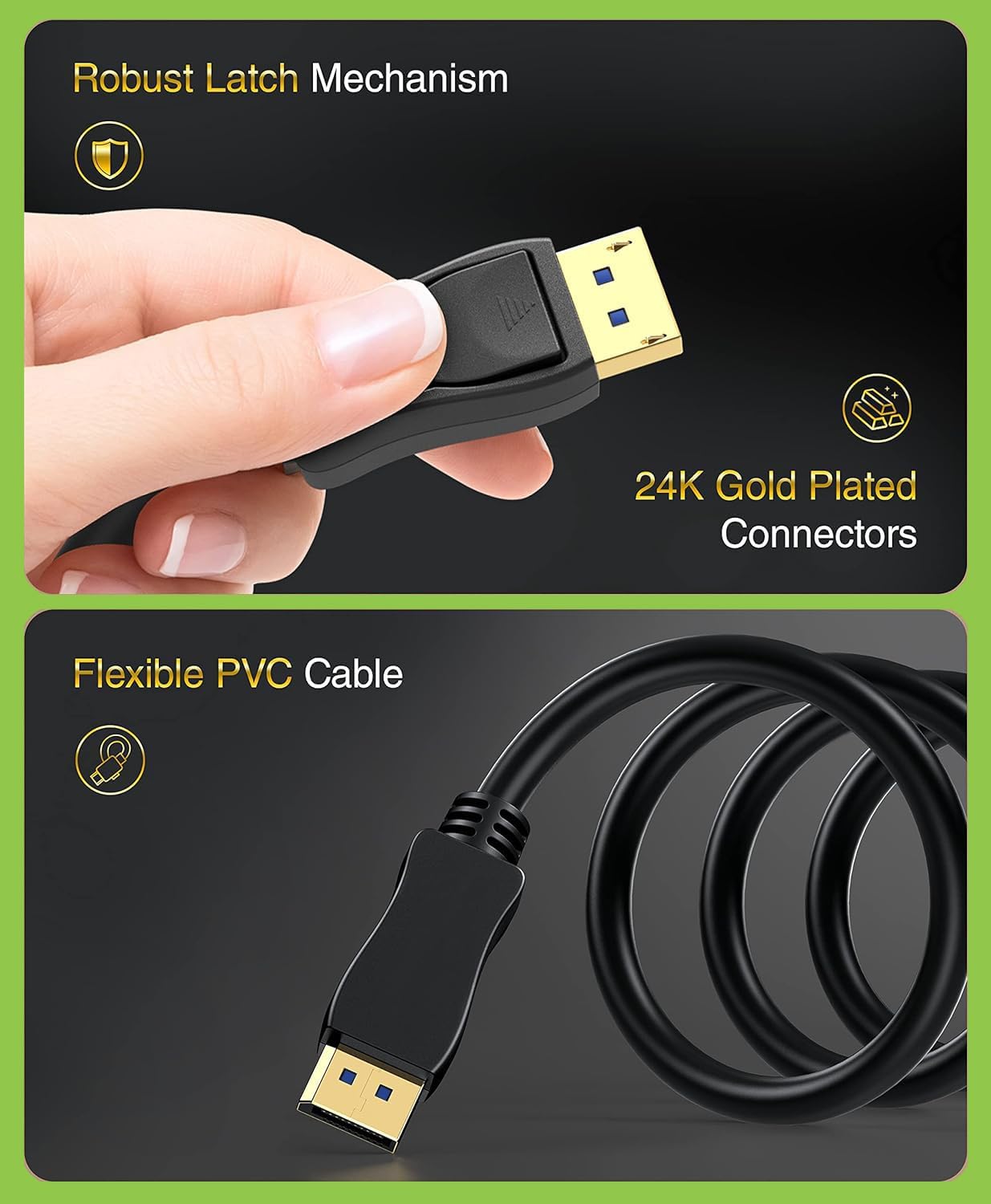 Techly 368116 Audio/Videokabel DisplayPort 2.1 M/M 4K 1m Schwarz