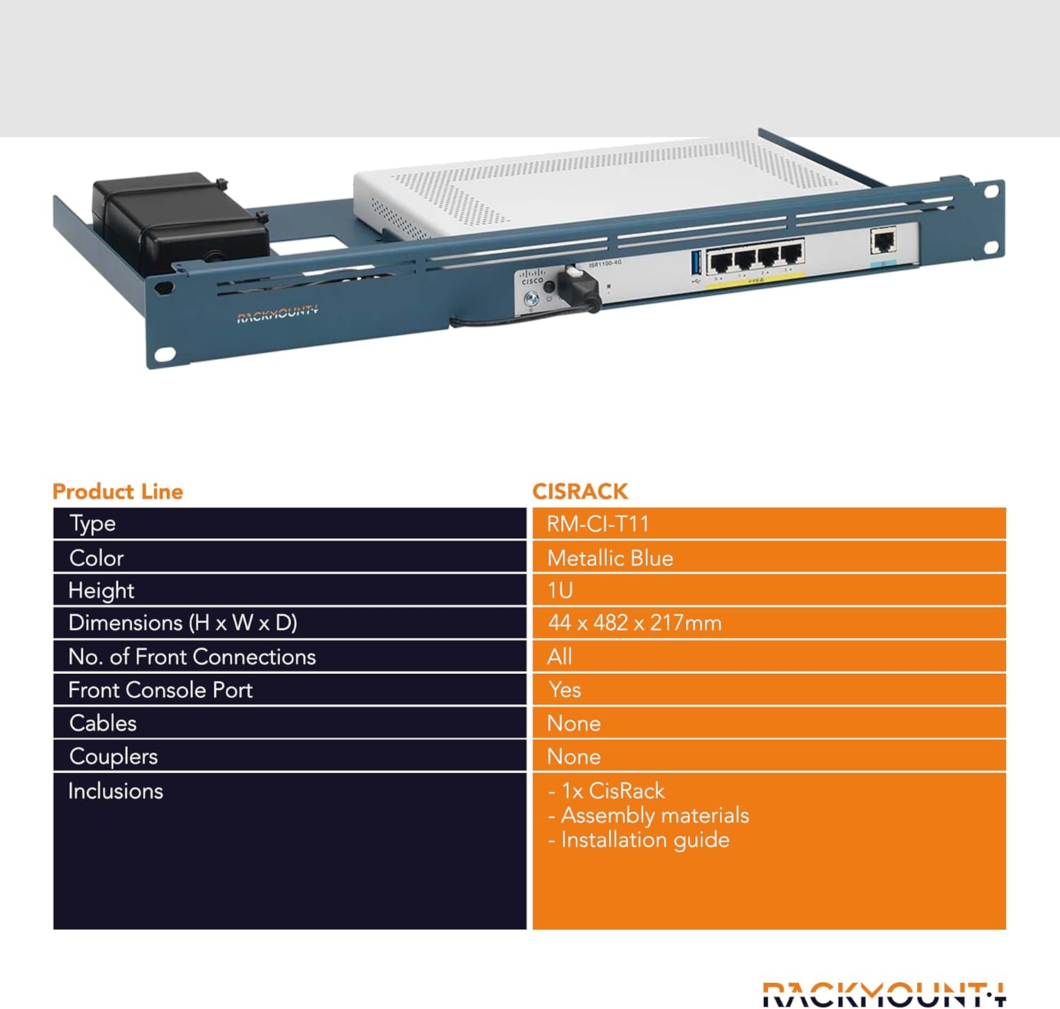 Cisco Meraki Firewall Appliance Rack Mount - 1U Server Rack Shelf with Easy Access Front Cable Organizer, Properly Vented, Customised 19 Inch Rack - RM-CI-T11 by Rackmount.IT