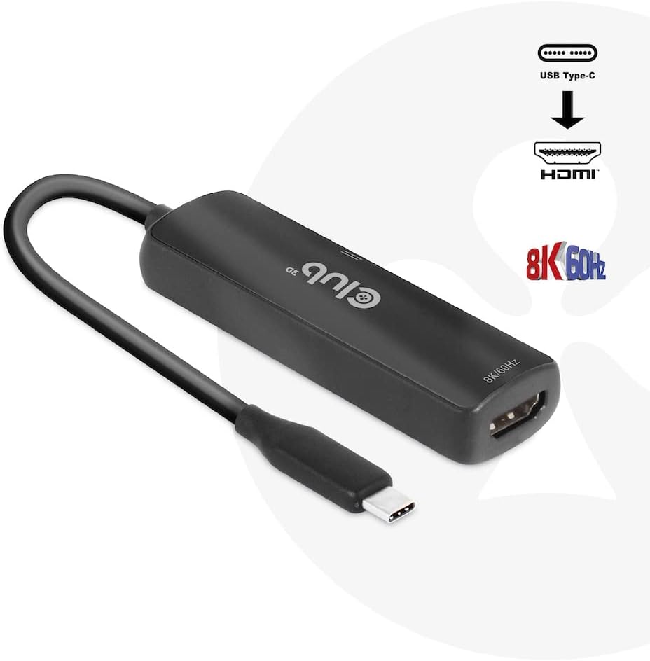 Club 3D CAC-1588 USB Gen2 Type-C to HDMI™ 8K60Hz or 4K120Hz HDR10, DSC1.2, Power Delivery 3.0 Active Adapter M/B.