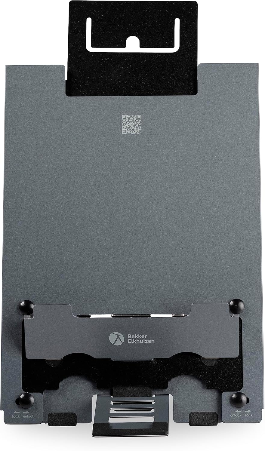 BakkerElkhuizen ErgoQ Hybrid Pro Combination Tablet/Laptop Stand Featuring 10 Tablet Height Adjustments/5 Laptop Height Adjustments, Lightweight Aluminium - Dark Grey