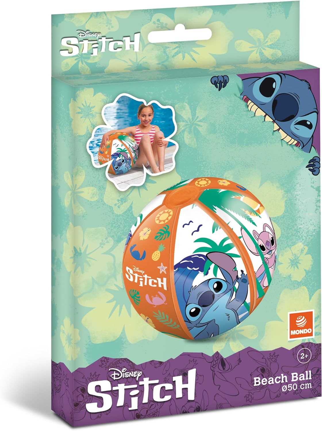 Mondo Toys – Disney Stitch Beach Ball – Gonfiabile Palla 50 cm per Bambini a Partire dai 2 Years – 16954