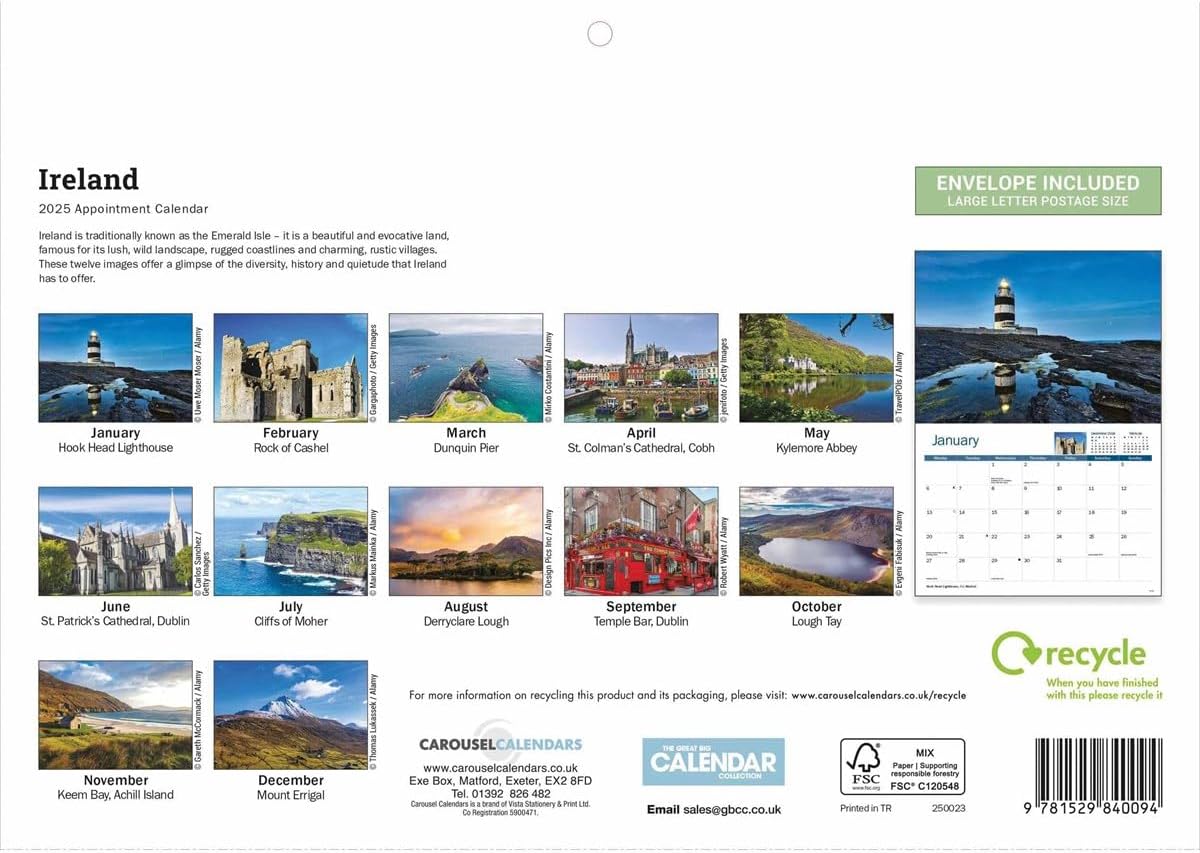 Ireland Eire A4 Calendar 2025 (PFP)