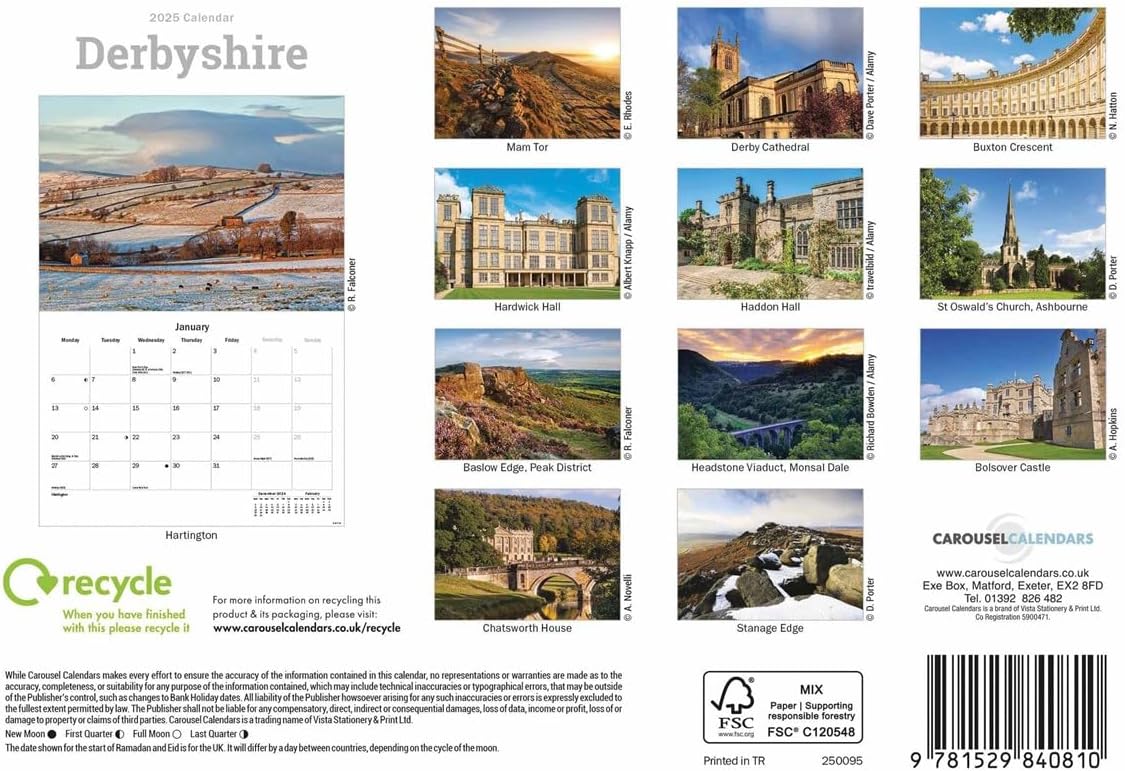 Derbyshire A5 Calendar 2025