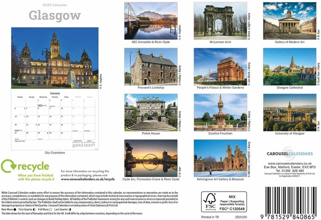 Glasgow A5 Calendar 2025
