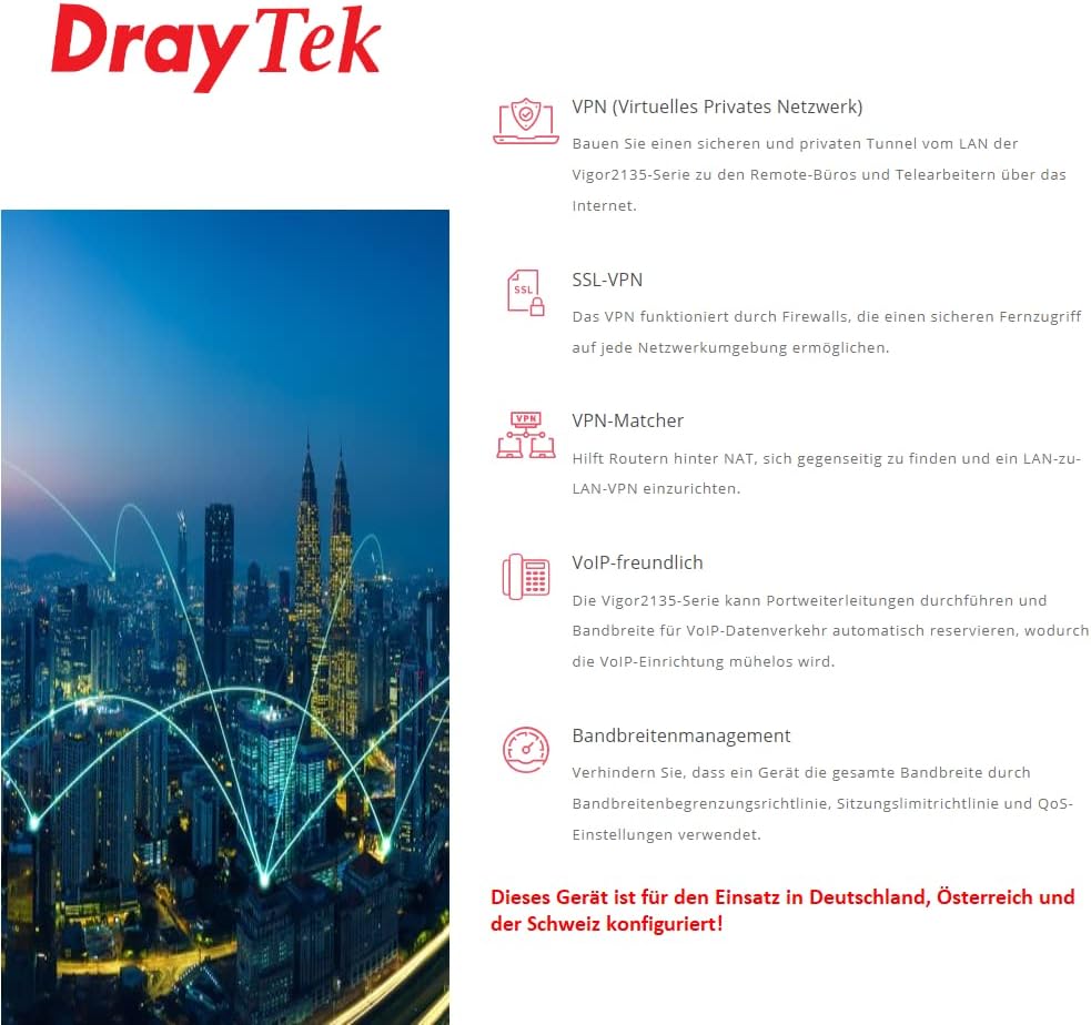 DrayTek Vigor 2135Vac WLAN-AC VoIP-Router 2*FXS