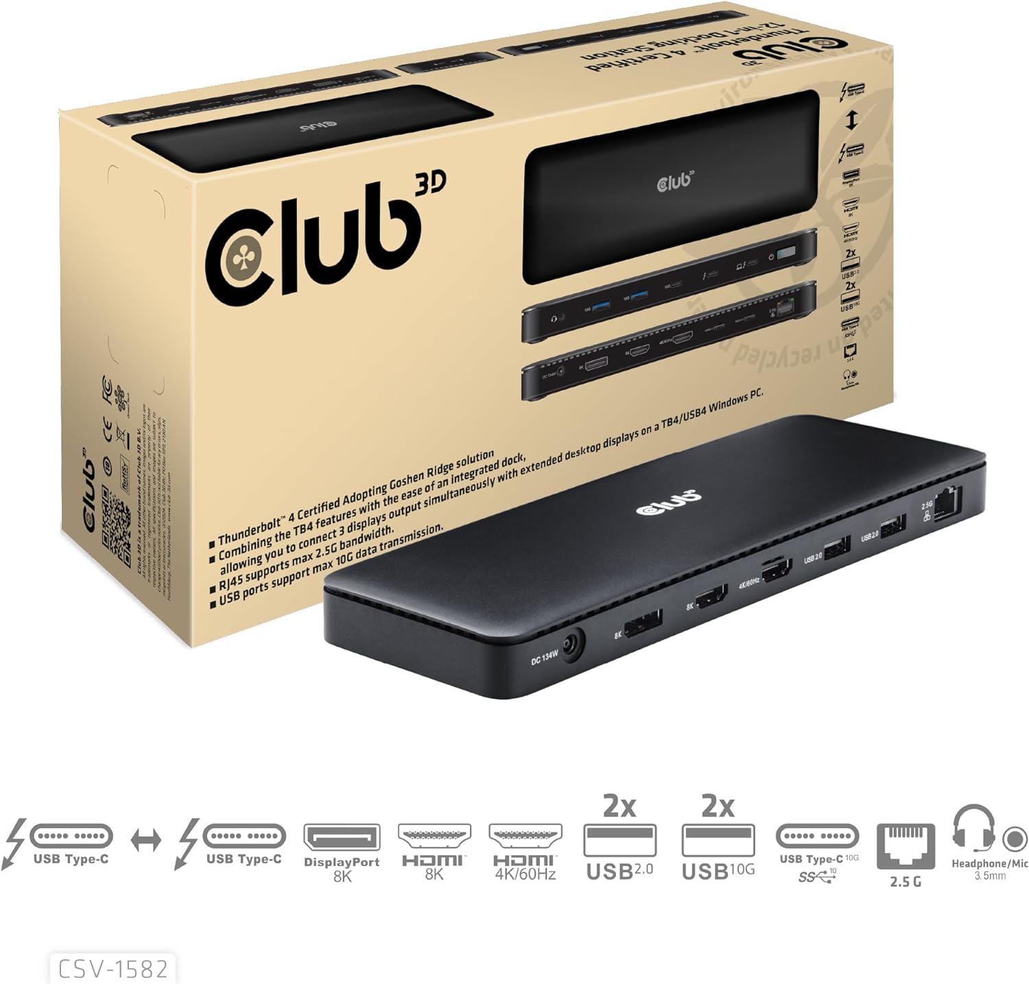 Club3D Thunderbolt4 12-in-1 Dockingstation retail