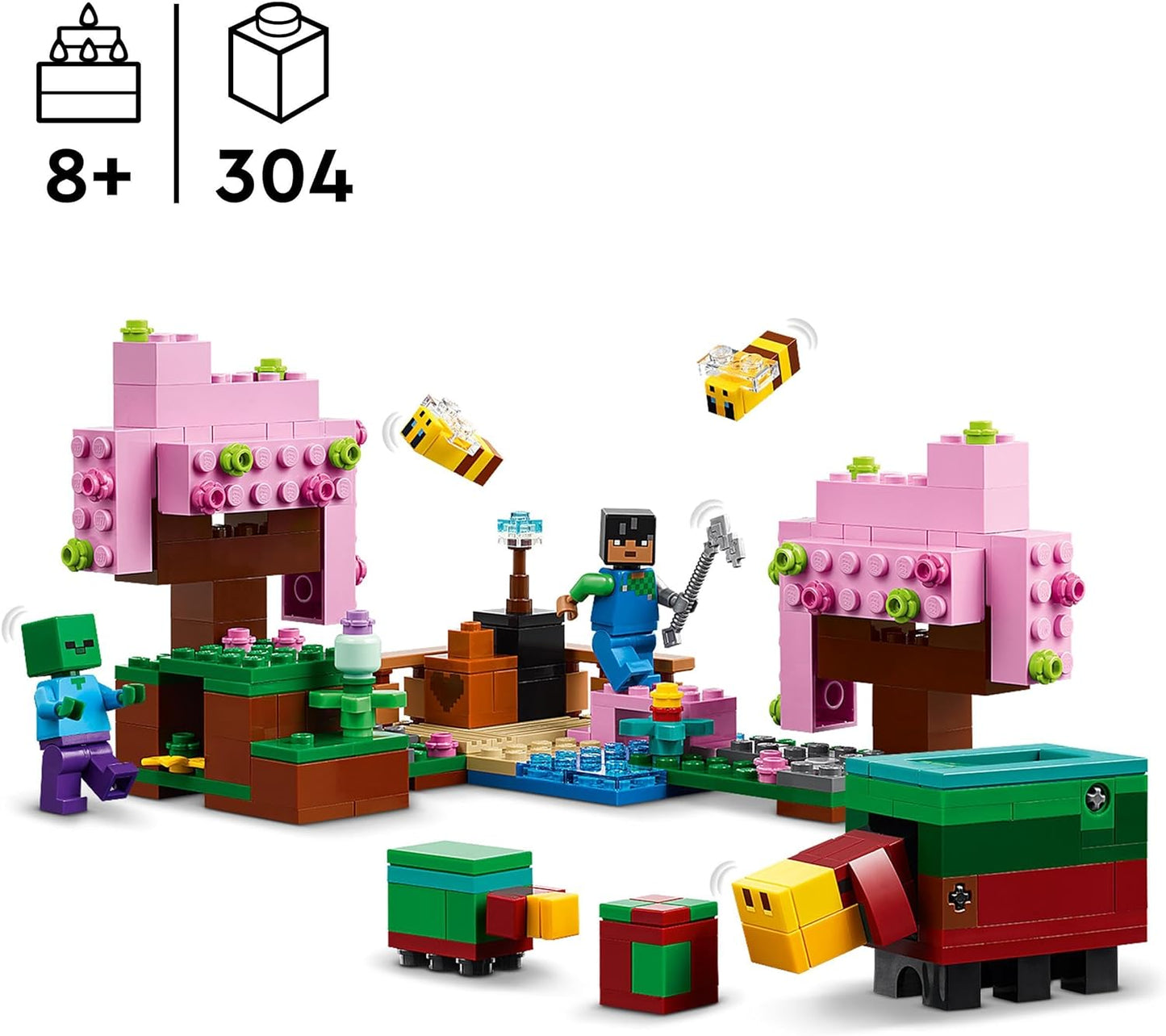 LEGO Minecraft The Cherry Blossom Garden Toy for 8 Plus Year Old Boys & Girls, with a Sunny Character Figure, Sniffer, Zombie and Bees, Hands-on Video-Game Set, Gamer Gift for Kids 21260