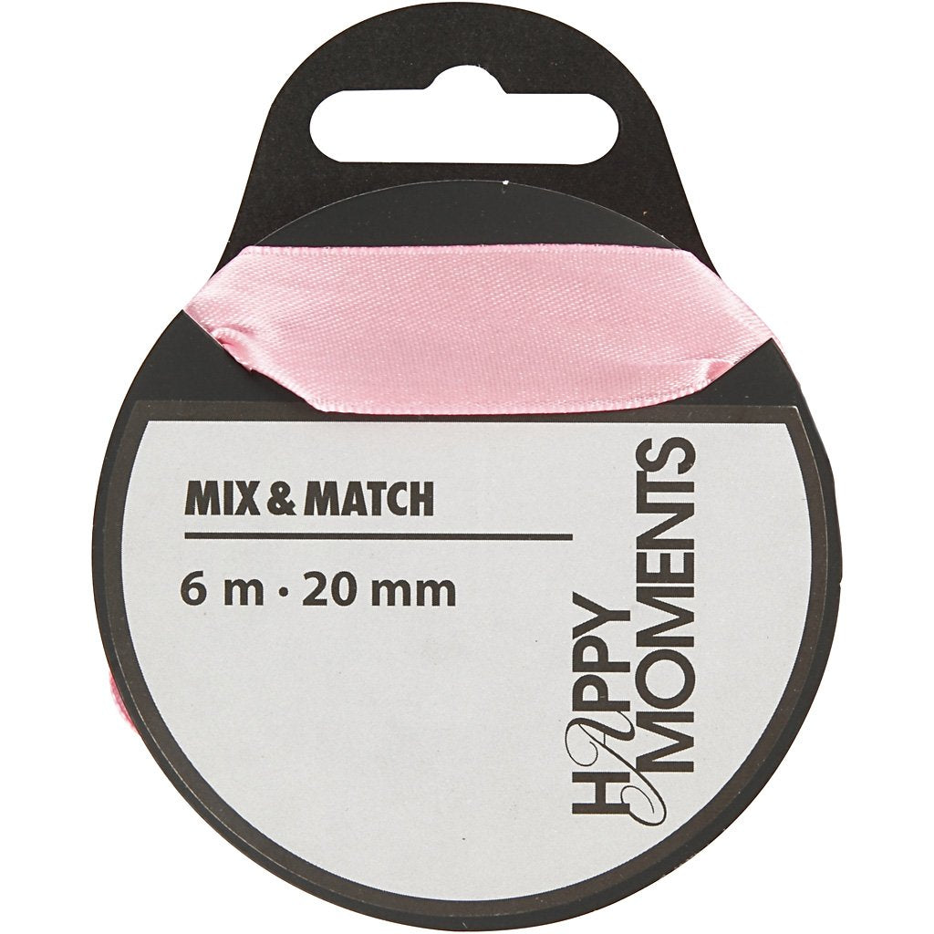 Satin Ribbon, W: 20 mm, rose, 6m