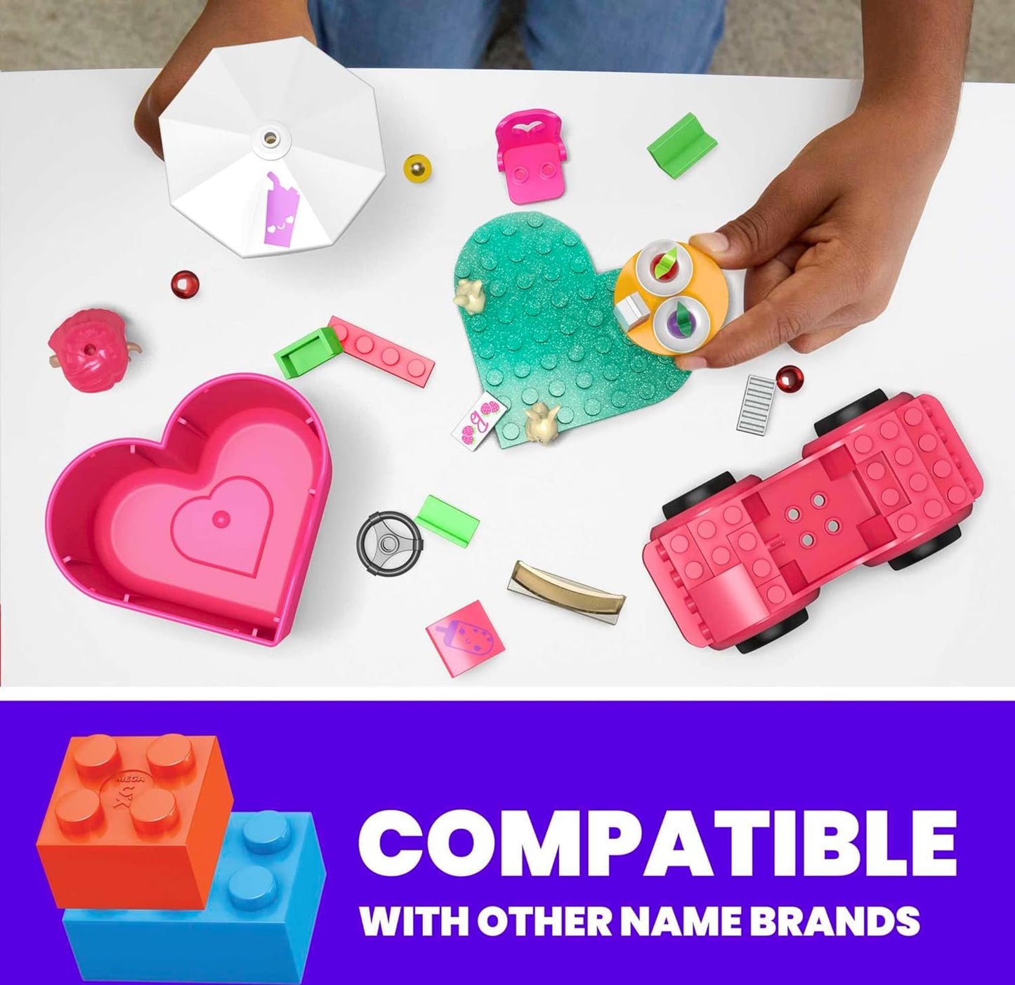 MEGA WONDER BUILDERS MEGA Barbie Color Reveal Building Toys, Convertible Road Trip with 2 Barbie Micro-Dolls, Accessories, 2 Pets, Color Change and 10 Surprises, HKF90