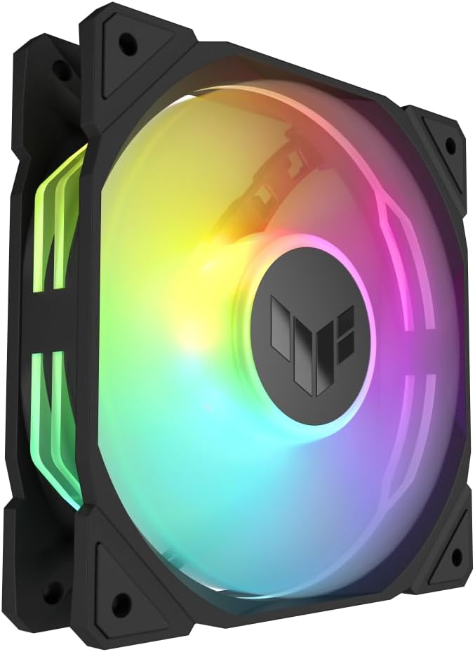 ASUS TUF Gaming TR120 ARGB Single Pack Black Edition 120mm Fans (28mm Frame, 3.3mm High Static Pressure H2O, Dual Layer LED Matrix, Aura Sync, PWM Fan Control