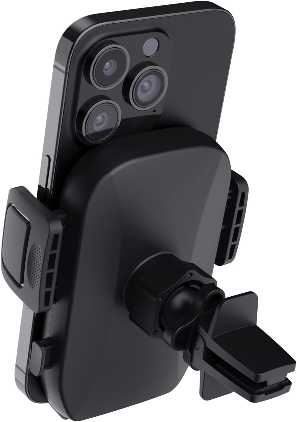 Trust Runo Car Phone Holder, Air Vent Phone Mount Cradle, Secure-fit, Quick Release Button, Rubberised Back Clamp, Rotatable Mount Compatible with iPhone, Samsung and Other 55-100 mm – Black