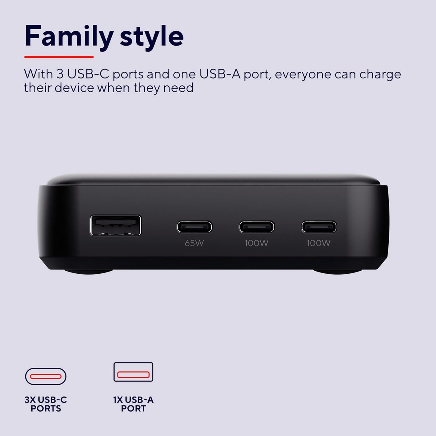 Trust Maxo 100W Multipresa USB C, Caricatore USB-C x3 USB-A x1, Caricatore USB Multiplo, Cavo di Alimentazione 1,5 m, Hub Stazione di Ricarica USB Multipla per iPhone Samsung Galaxy Tablet Laptop