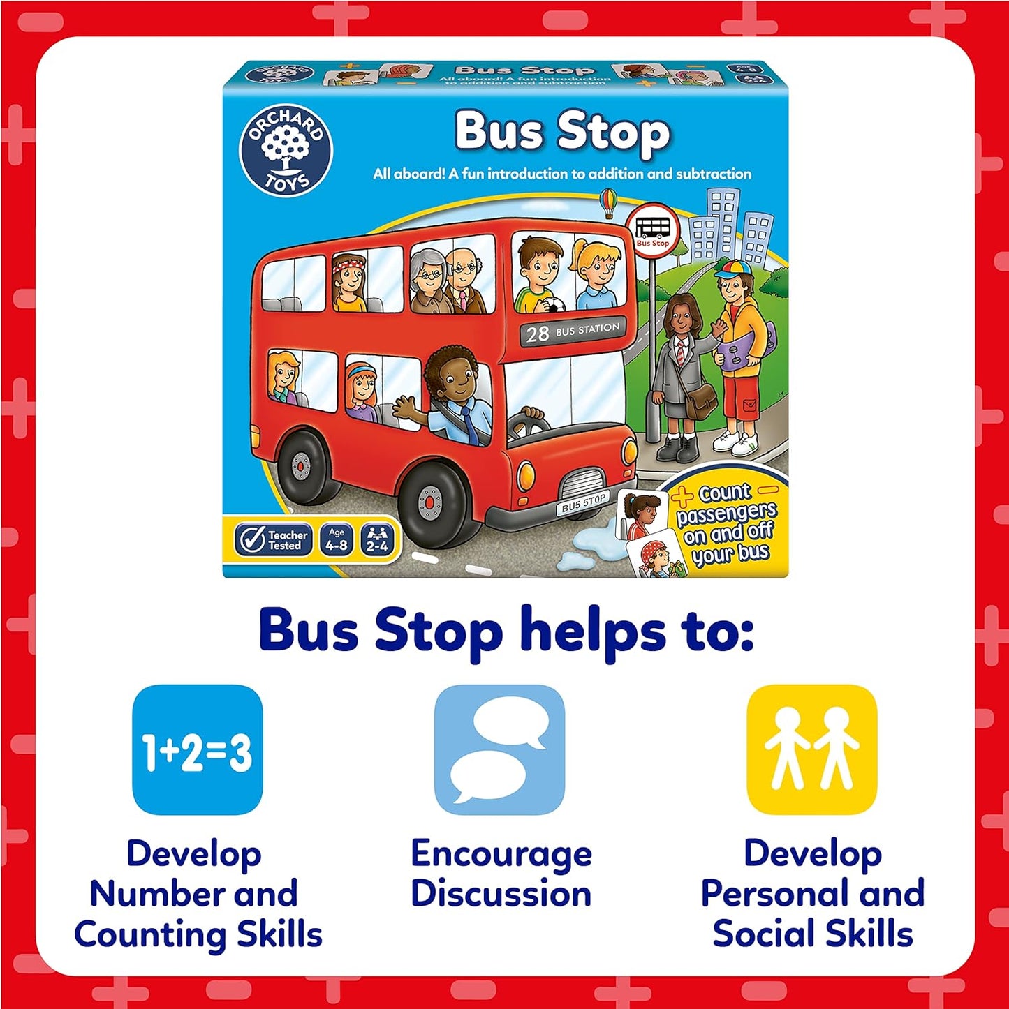 Orchard Toys Bus Stop Game, Educational Addition and Subtraction Maths Game, Teacher Tested, Perfect for Children Aged 4-8, Educational Toy Game