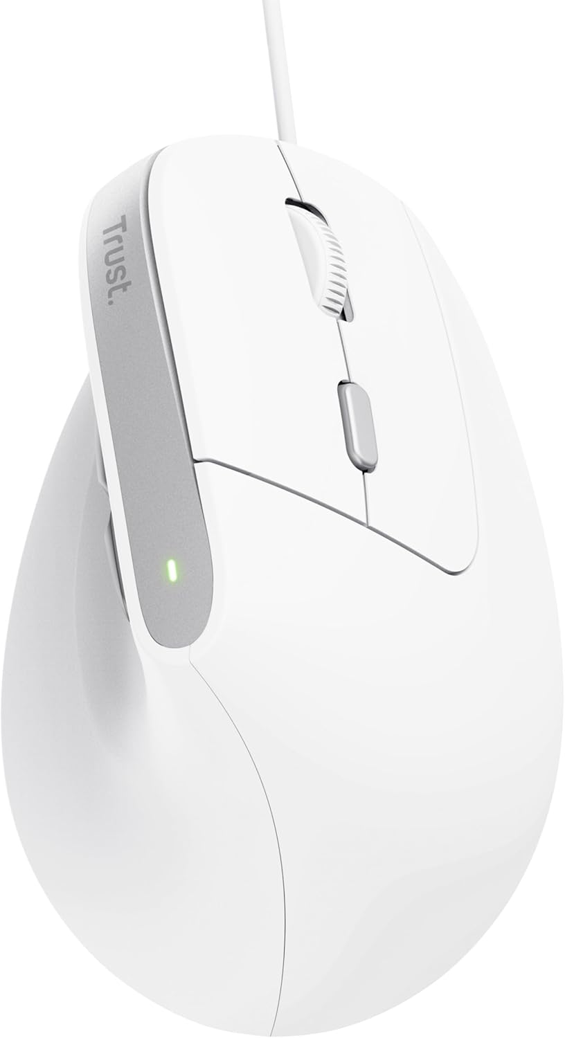 Trust Bayo II Ergonomic mouse Wired Optical White 6 buttons 2400 DPI Built-in scroll wheel