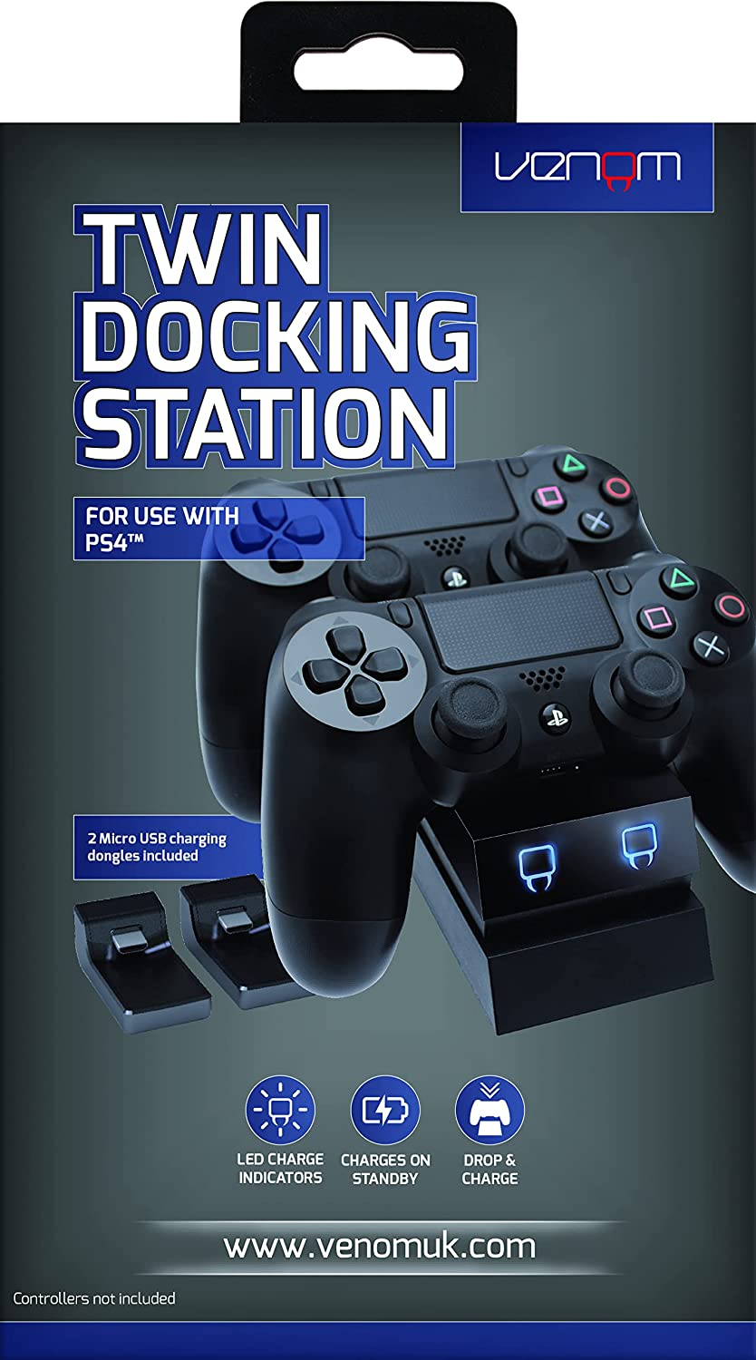 Venom Twin Sony Docking Station - Dual Charging for PS4 Controller/ Gamepad - PlayStation 4