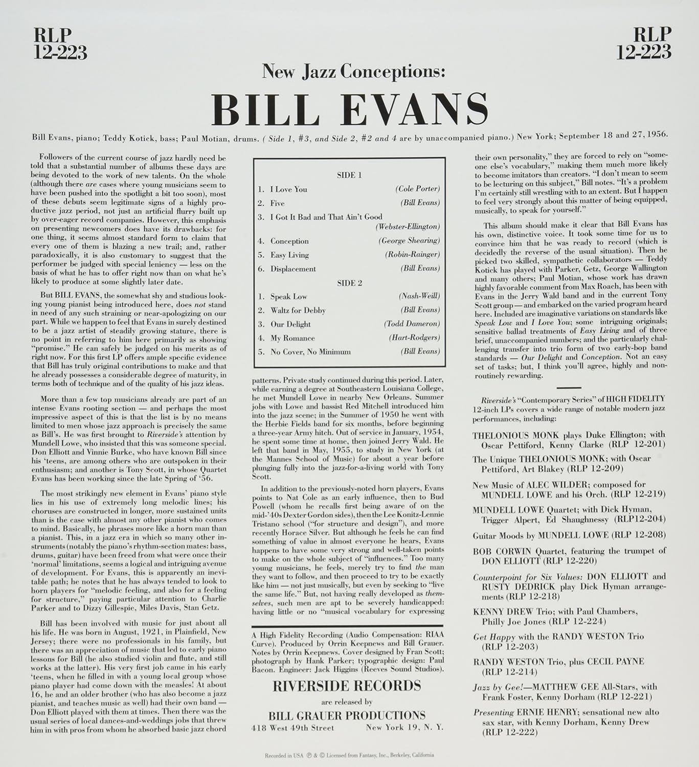 New Jazz Conceptions ( 45 Record)
