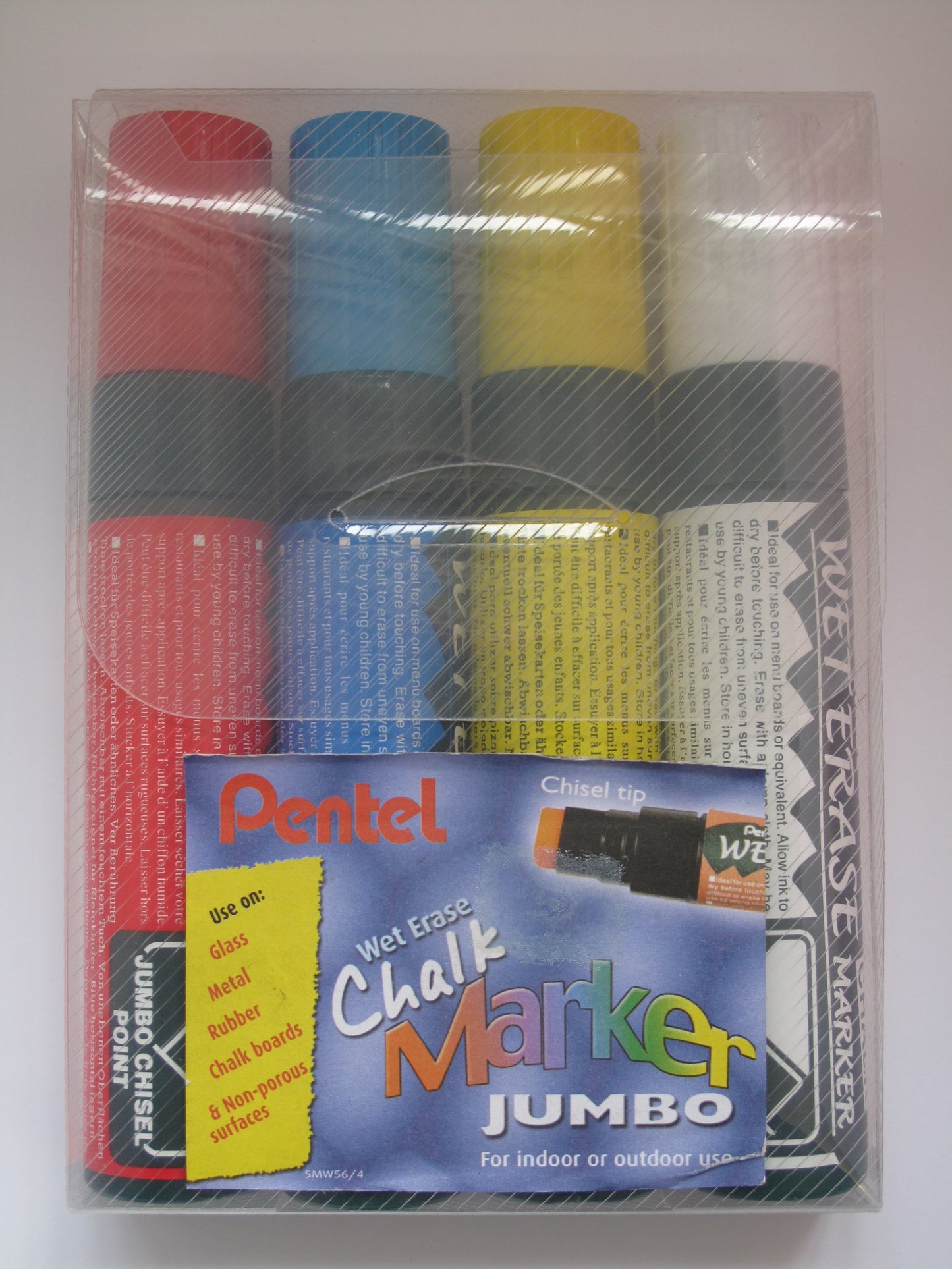 Pentel Wet Erase Chalk Marker Jumbo Tip - Multi-colour (Pack of 4