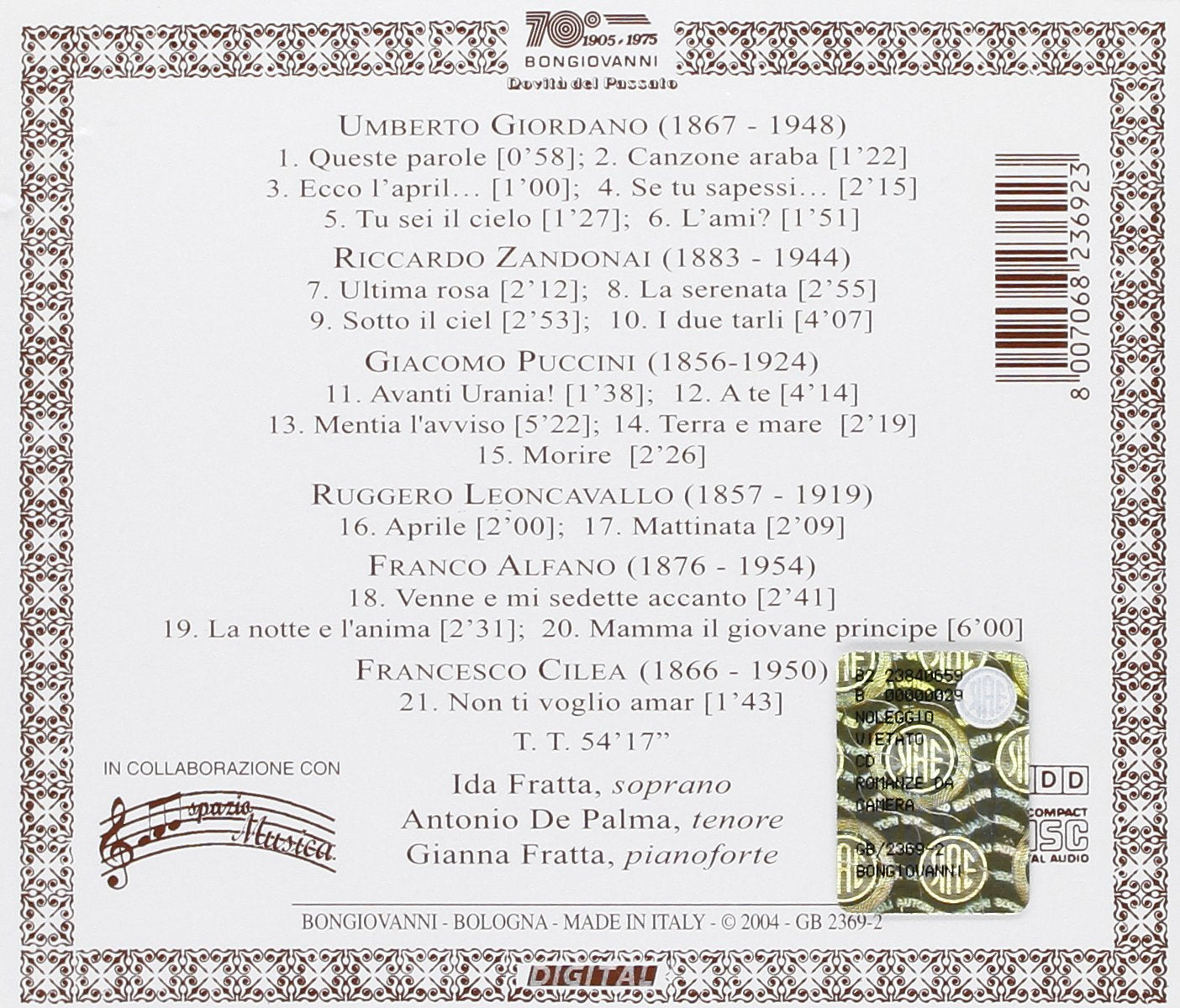 Italian Songs By 201 Composers, Sei Liri