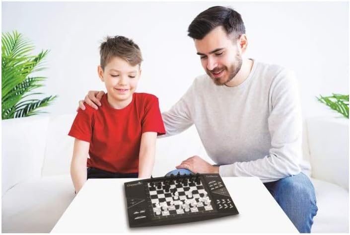 Lexibook CG1300 Chessman Elite, Interactive Electronic Chess Game, 64 Levels of Difficulty, LEDs, Battery Powered or 9V Adapter, Black/White, 1 Player