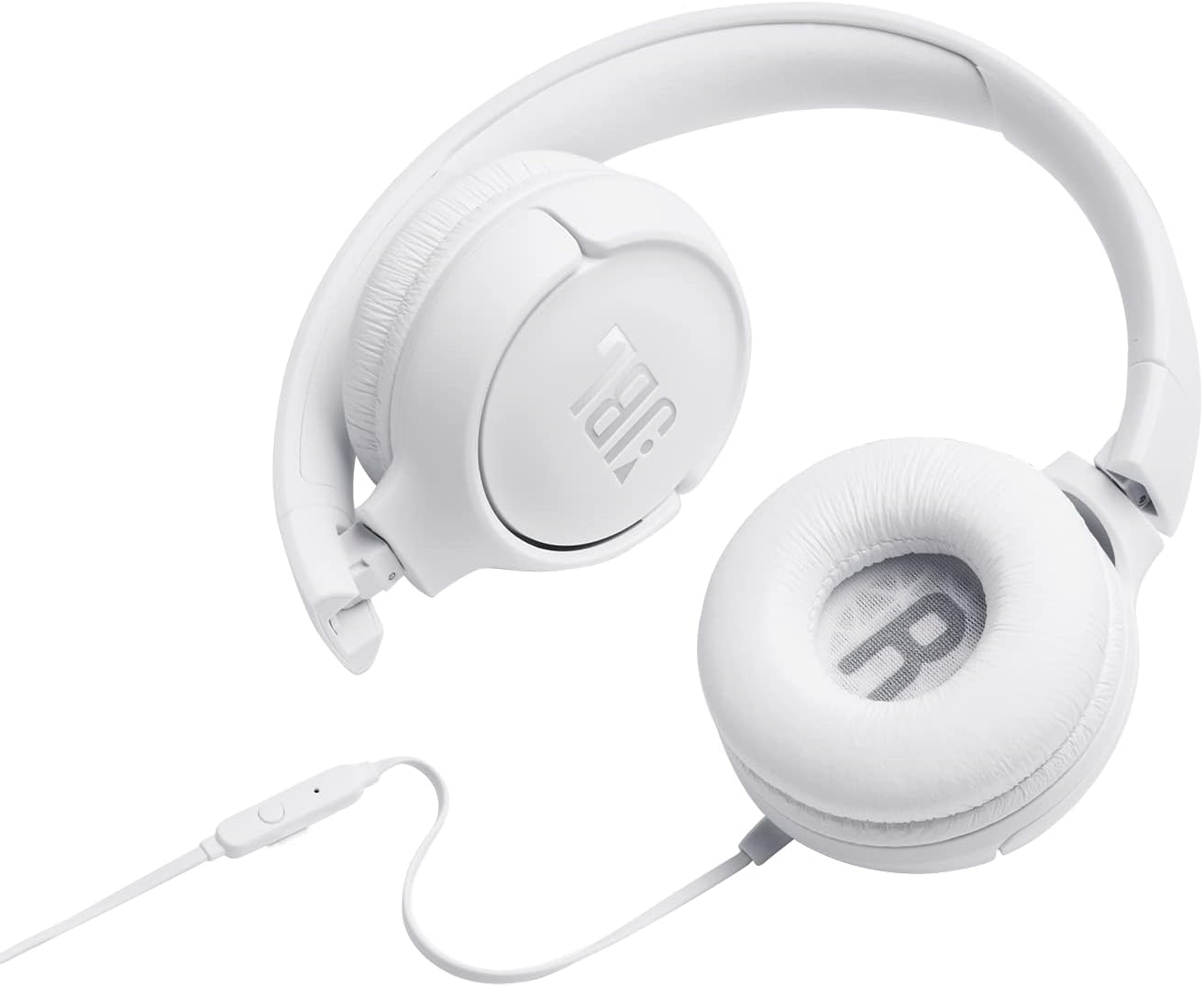 JBL Tune 500 Cuffie Sovraurali, Cuffia On Ear con Microfono e Comando Remoto ad 1 Pulsante, bluetooth, cablato, elimina i rumori, Leggere e Pieghevoli, Da Viaggio, Bianco