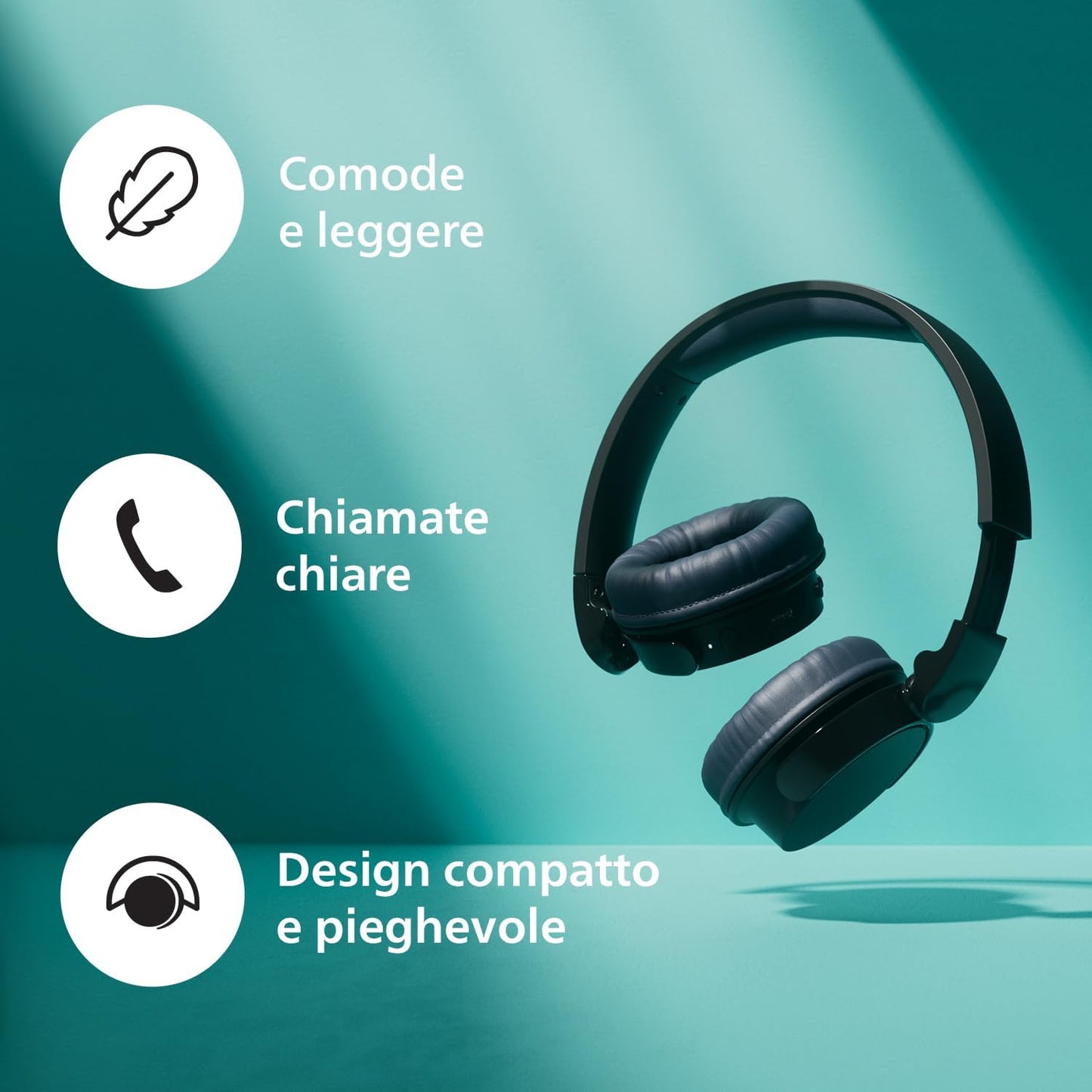PHILIPS TAH3209WH Lightweight On Ear Wireless Bluetooth Headphones with Passive Noise Isolation - 25 Hours Play Time, Natural Sound, Clear Calls, Dynamic Bass, 2 Hours USB-C Charging