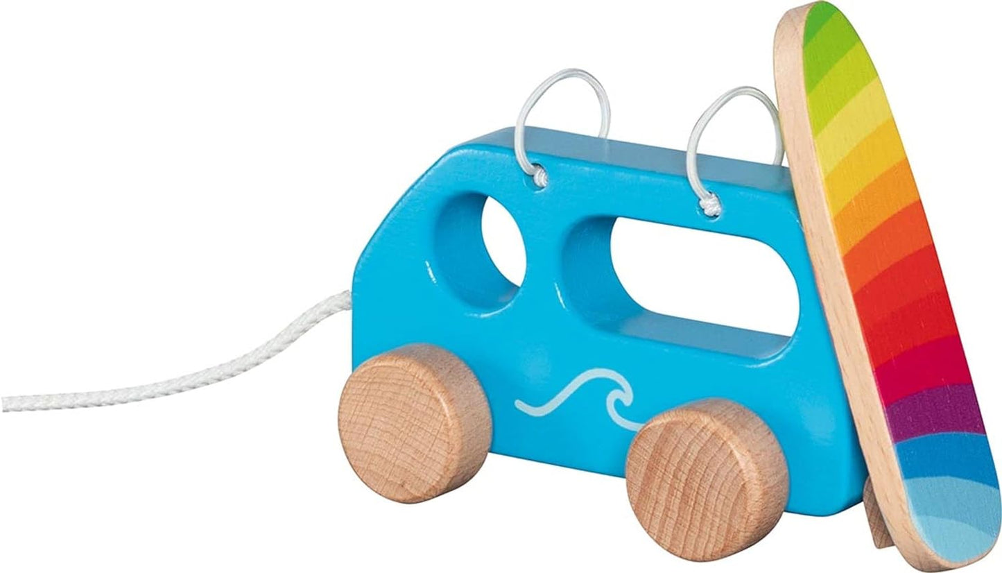 goki 54858 - Pull Vehicle Surfer Van - Modern Design - Removable Surfboard